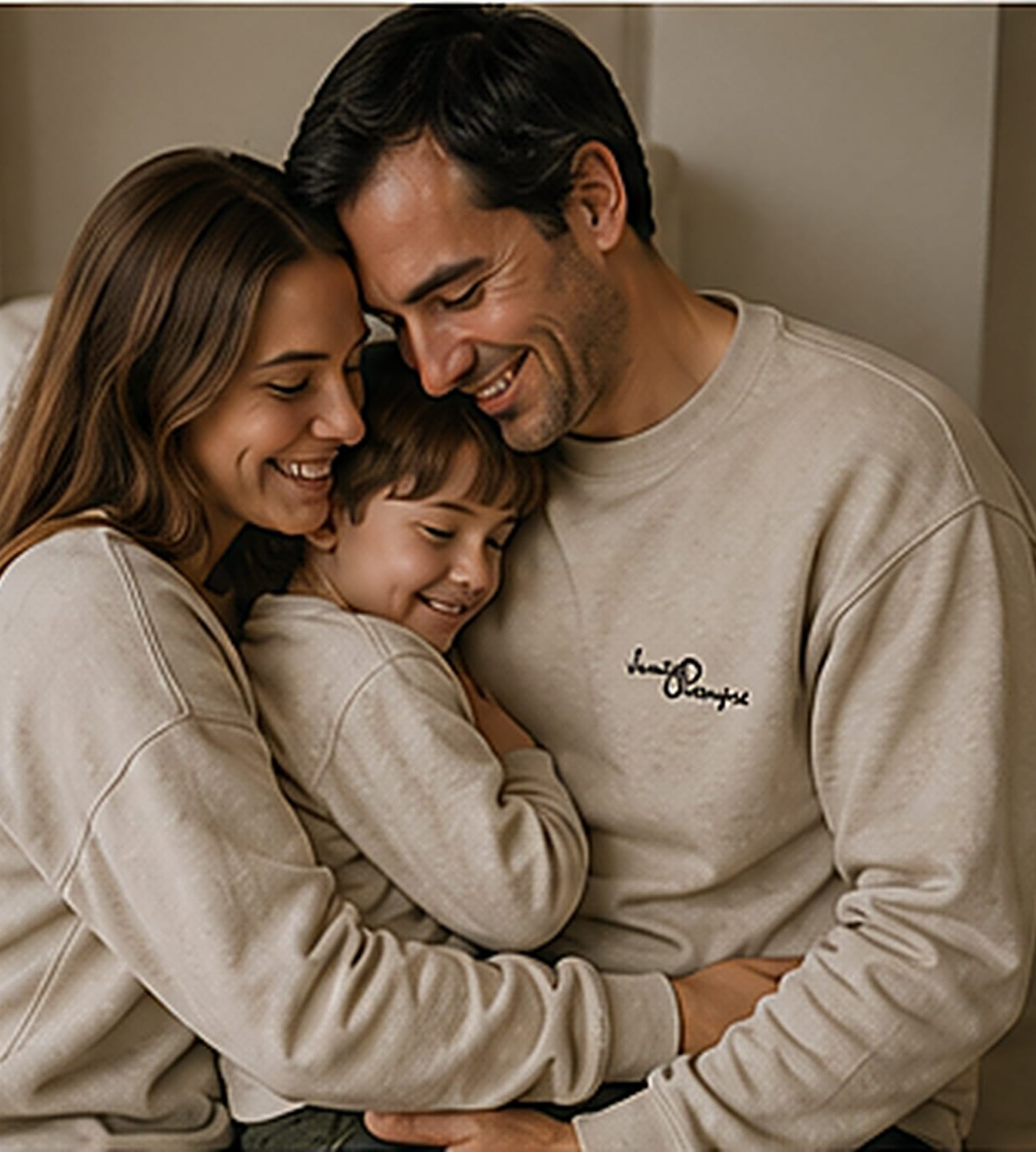Familia abrazada